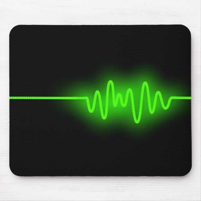 Sound Wave - Green on Black Mouse Mat (Front)