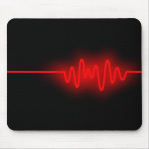 Sound Wave - Red on Black Mouse Mat