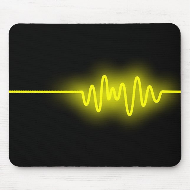 Sound Wave - Yellow on Black Mouse Mat (Front)