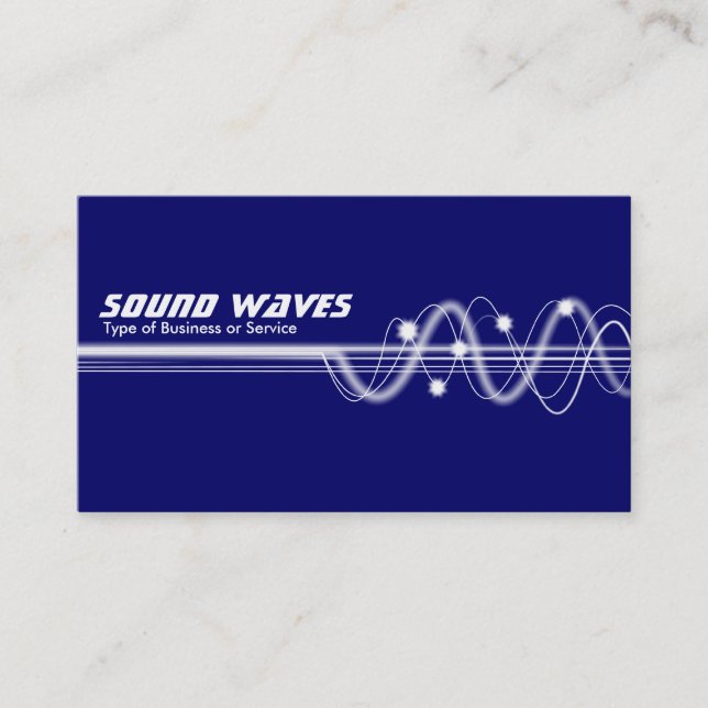 Sound Waves II - Dark Blue Business Card (Front)
