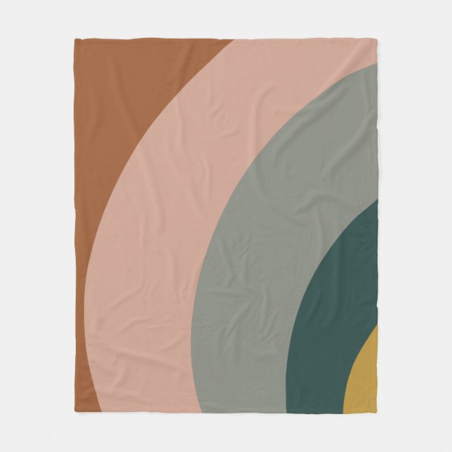 Sound Waves Minimal Pattern in Boho Earth Tones Fleece Blanket (Front)