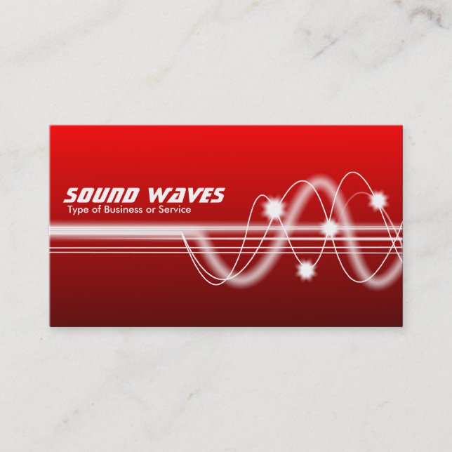 Sound Waves - Red Shaded Business Card (Front)