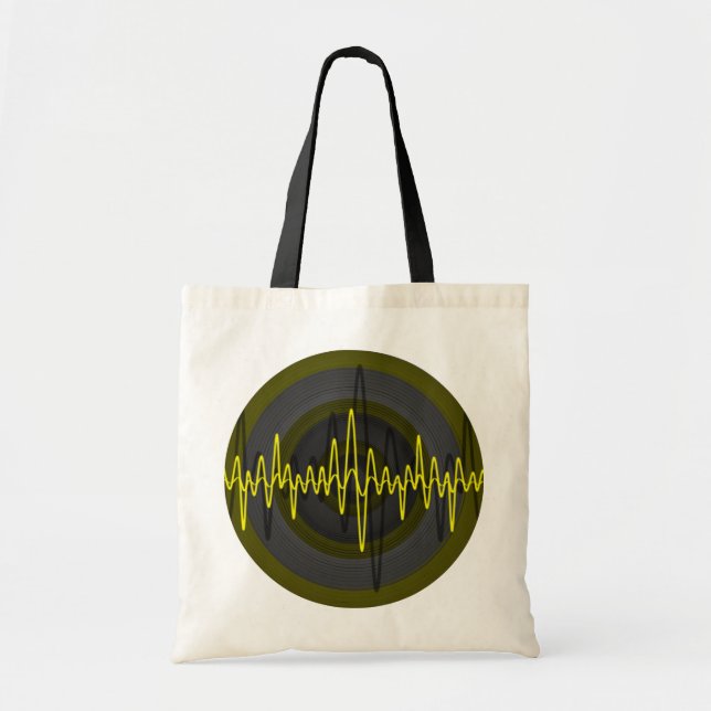 Sound Yellow Dark Round budget tote bag (Front)