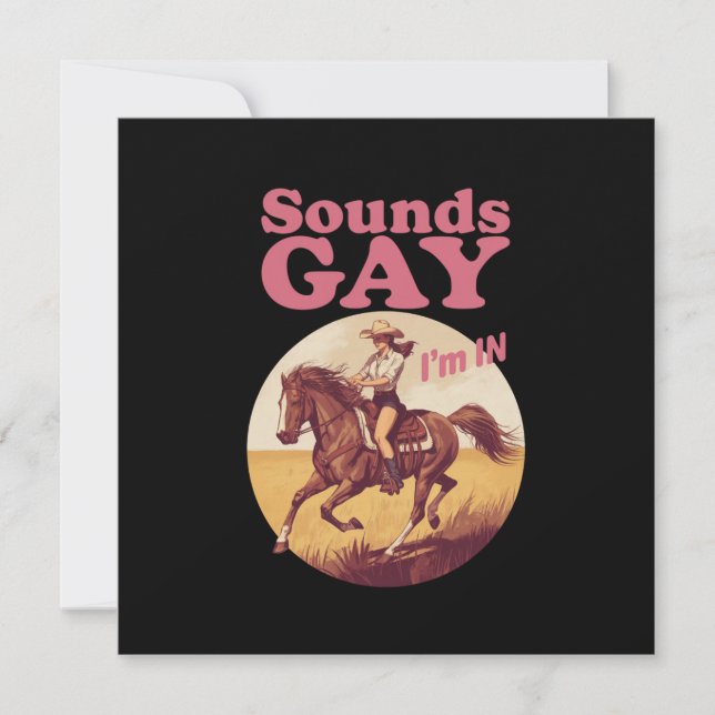 Sounds Gay I'm In Lesbian Western Pride Progress  Invitation (Front)