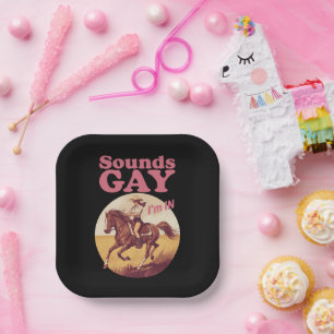 Sounds Gay I'm In Lesbian Western Pride Progress Paper Plate