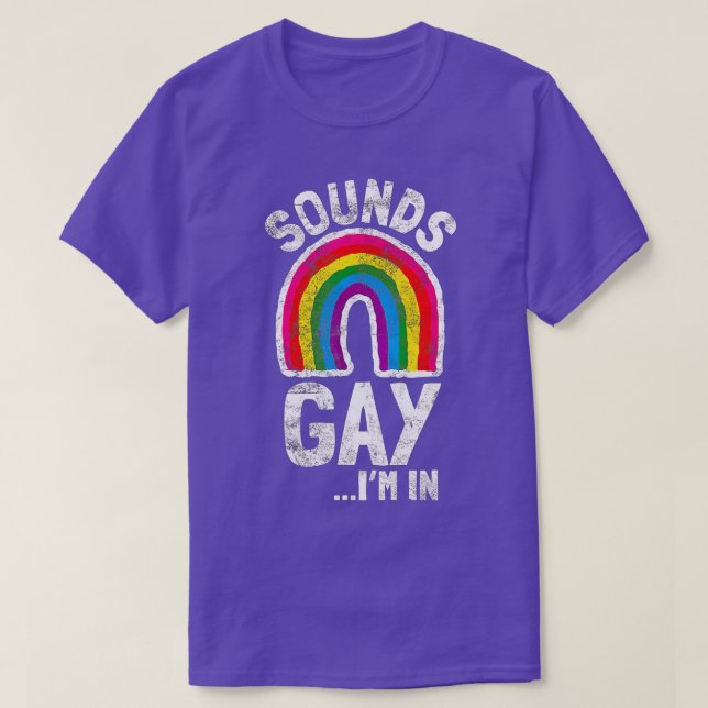 Sounds Gay Im In  LGB Pride Gift Rainbow  T-Shirt (Design Front)