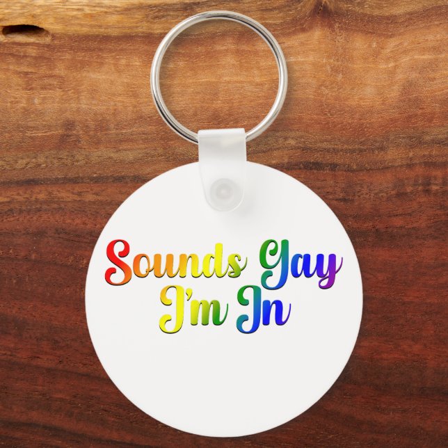 Sounds Gay I'm In - LGBTQ Pride Key Ring (Front)