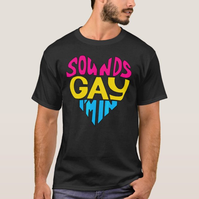 Sounds Gay I'm In Pansexual Heart Lgbt Gay Pride T-Shirt (Front)