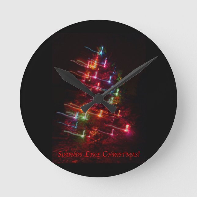 Sounds Like Christmas (Tree & Notes) Round Clock (Front)
