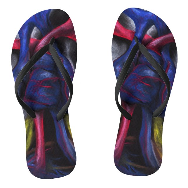 Sounds Of A Blue Heart Anatomical Human Organ Art Flip Flops (Footbed)