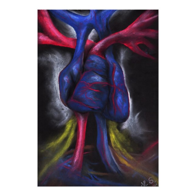 Sounds Of A Blue Heart Anatomical Human Organ Art Photo Print (Front)