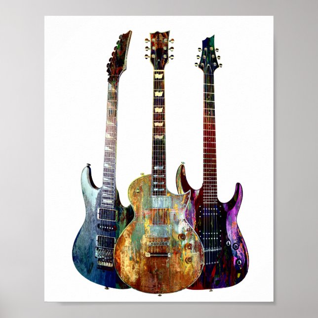 Sounds of music. Colorful guitar Poster (Front)