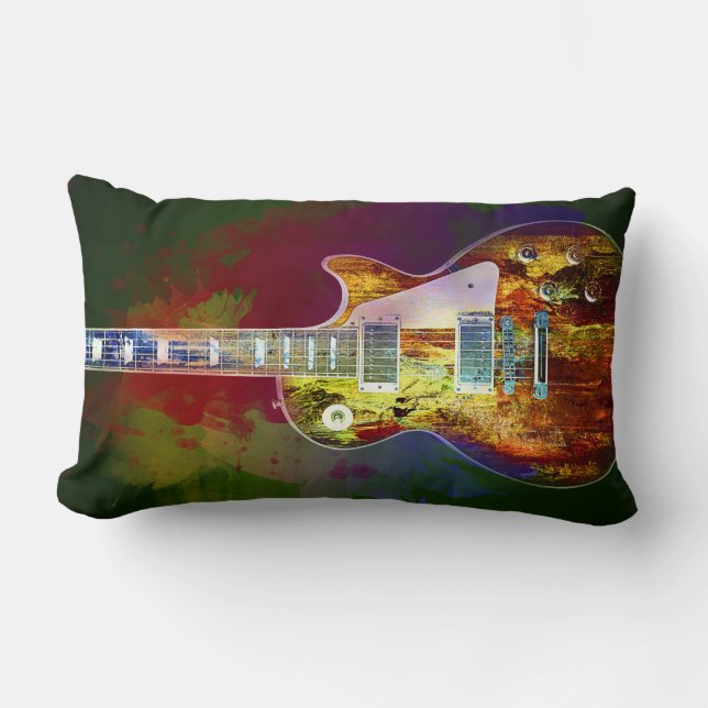 Sounds of music. Colourful guitar Lumbar Cushion (Front)