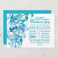 SOUNDS OF THE TORAH Aqua Bat Mitzvah Invitation