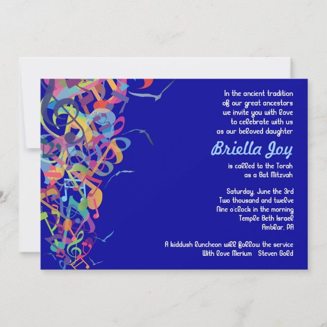 SOUNDS OF THE TORAH Bat Bar Mitzvah Invitation (Front)