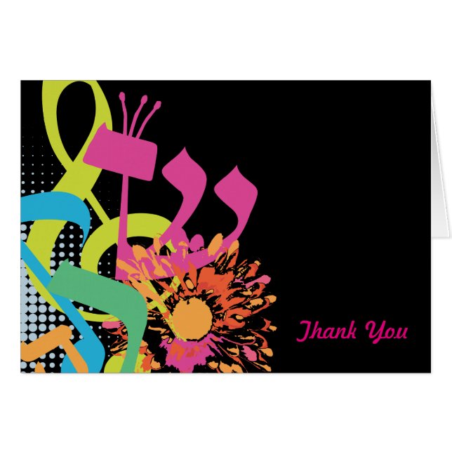 SOUNDS OF THE TORAH FLORAL Folded Thank You Card (Front Horizontal)