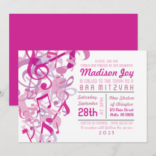 SOUNDS OF THE TORAH Pink Bat Mitzvah Invitation