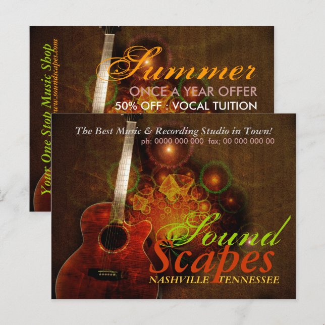 SoundScapes Music Guitar Promotion Postcard (Front/Back)
