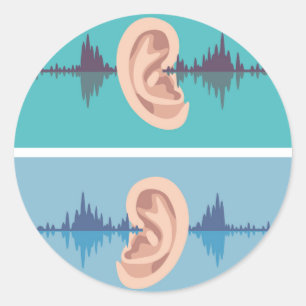 Soundwave through the human ear classic round sticker