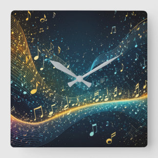 Soundwaves & musical notes design wall clock