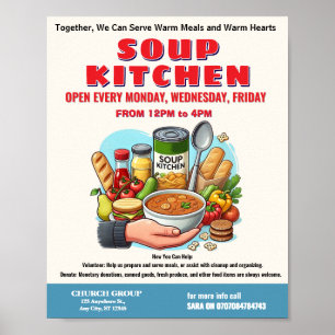 Soup Kitchen Donation & Volunteer Flyer  Poster