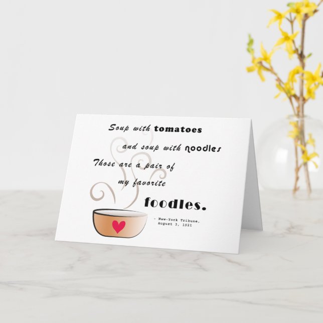 "Soup - my favourite food" All Occasion Blank Card (Yellow Flower)