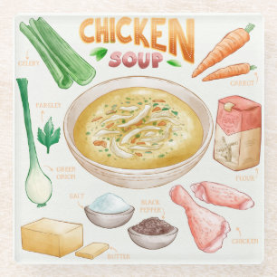 Soup Recipe Glass Coaster