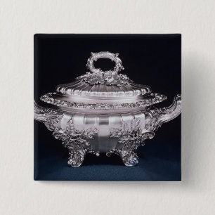 Soup tureen, one of a pair, made by Paul Storr 15 Cm Square Badge