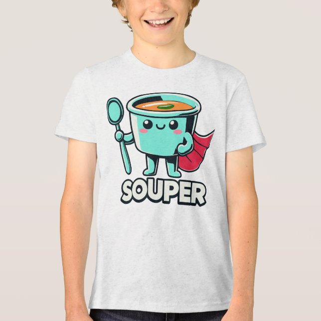 Souper Soup Pun Hero Tri-Blend Shirt (Front)
