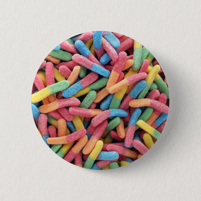 Sour Gummy Worms 6 Cm Round Badge (Front)
