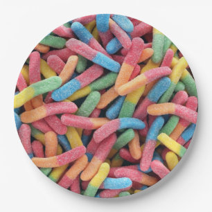 Sour Gummy Worms Paper Plate