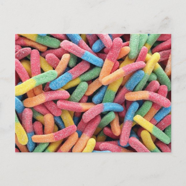 Sour Gummy Worms Postcard (Front)