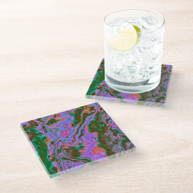 Sour Marble  Glass Coaster (Angled)