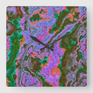Sour Marble Square Wall Clock