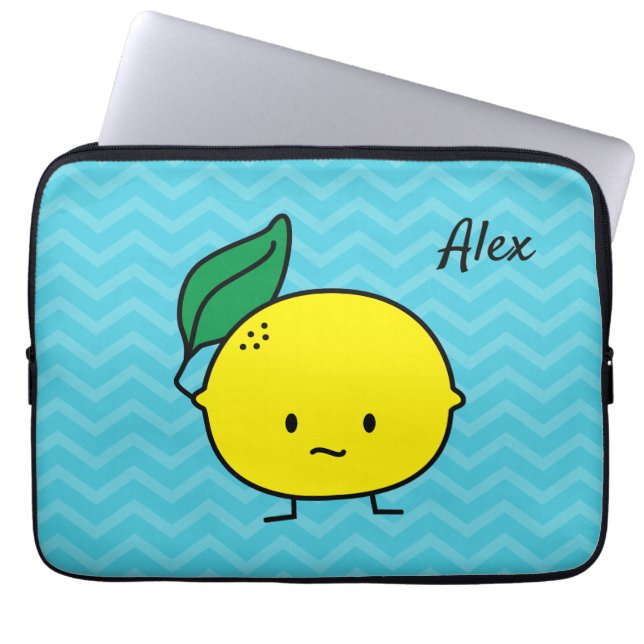 Sour yellow lemon leaf citrus fruit lemony laptop sleeve (Front)