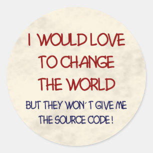 source code classic round sticker
