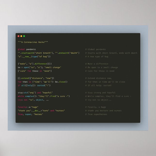 Source Code Poem Poster (Front)