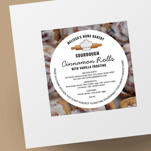 Sourdough Bakery Cottage Law Food License Label (Modern home bakery cottage law stickers with bakery clip art and trendy fonts)