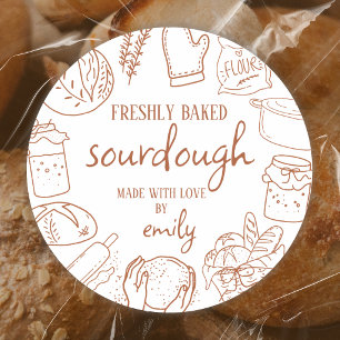 Sourdough Bread Cute Doodle Classic Round Sticker
