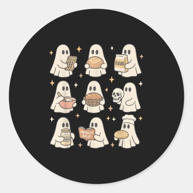 Sourdough Bread Halloween Cute Ghost Homemaker Bak Classic Round Sticker (Front)