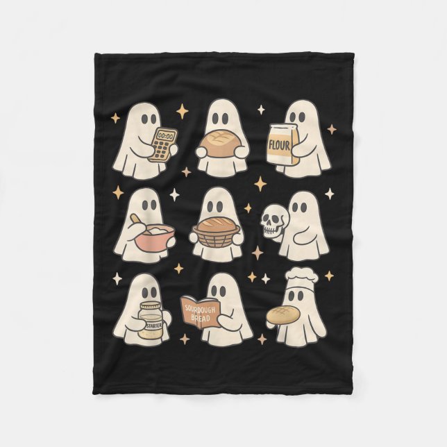 Sourdough Bread Halloween Cute Ghost Homemaker Bak Fleece Blanket (Front)
