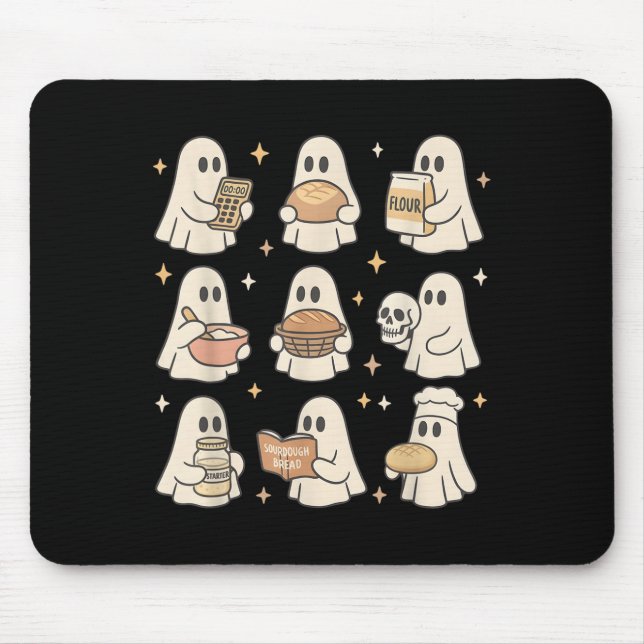 Sourdough Bread Halloween Cute Ghost Homemaker Bak Mouse Mat (Front)