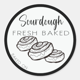 Sourdough cinnamon bun labels, cinnamon rolls classic round sticker