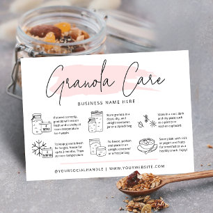 Sourdough Granola Care Card Modern Pink Watercolor