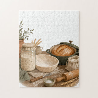 Sourdough Kitchen Cottage Baking Art Jigsaw Puzzle