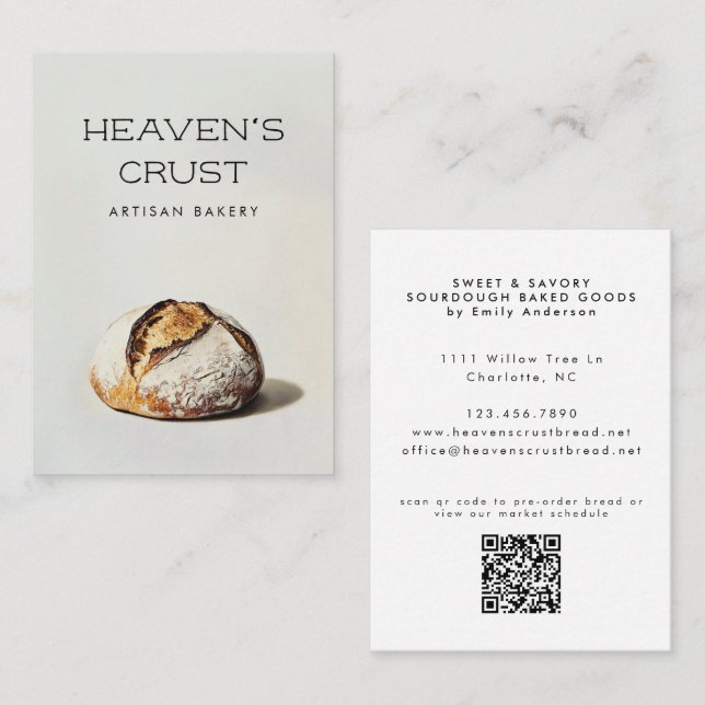 Sourdough Micro Bakery Modern QR Code Business Card (Front/Back)