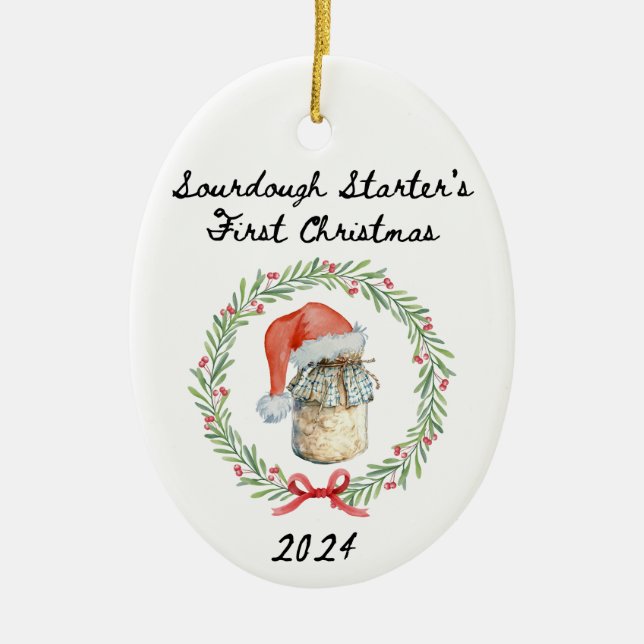 Sourdough Starter 2024 Ornament (Front)