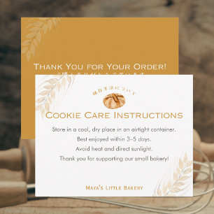 Sourdough Wheat Bakery Cookie Care Instructions Thank You Card