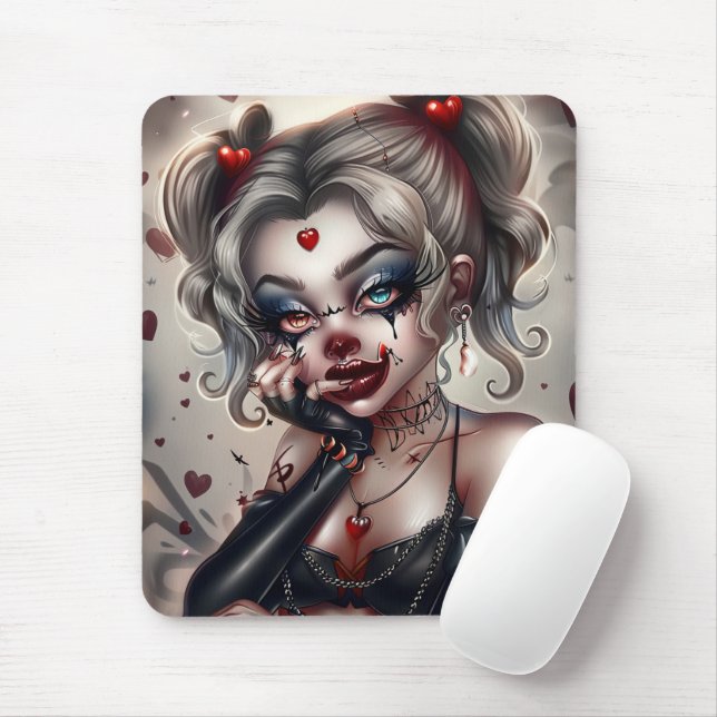 Sourie Woman with Clown Makeup Rug 9 Mouse Mat (With Mouse)