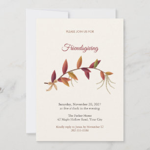 Sourwood Autumn Leaves Friendsgiving Invitation